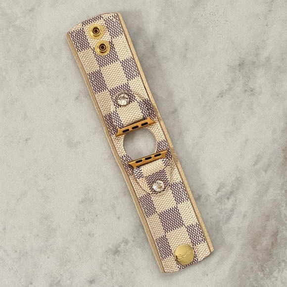 Sparkl Authentic Upcycled LV Damier Azur Cuff Watch Band - XS/S, Apple 38-41mm - Picture 1 of 7